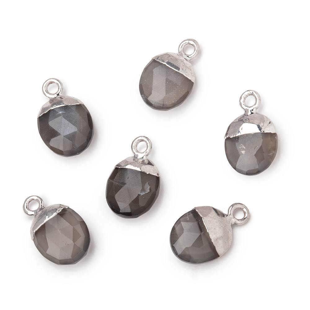  10x8mm Silver Leafed Platinum Moonstone Oval Pendant 1 piece 