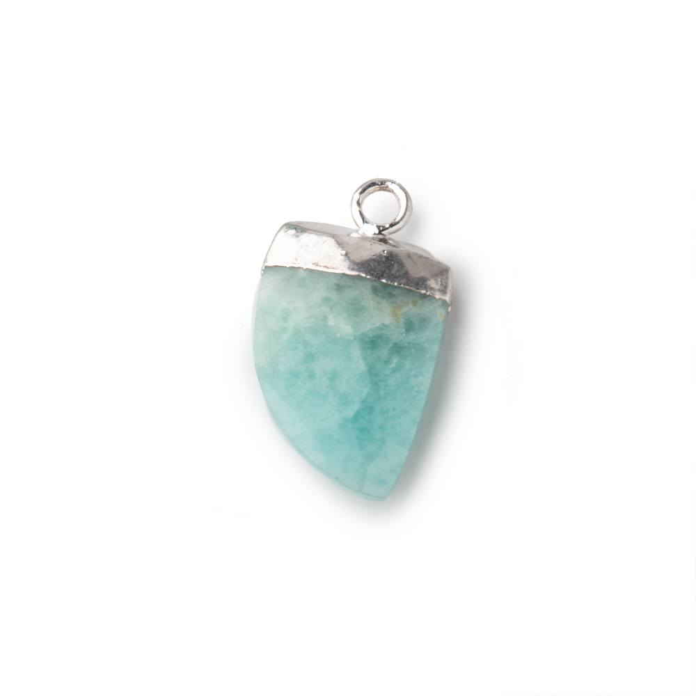  18x10mm Silver Leafed Amazonite Horn Pendant 1 piece 