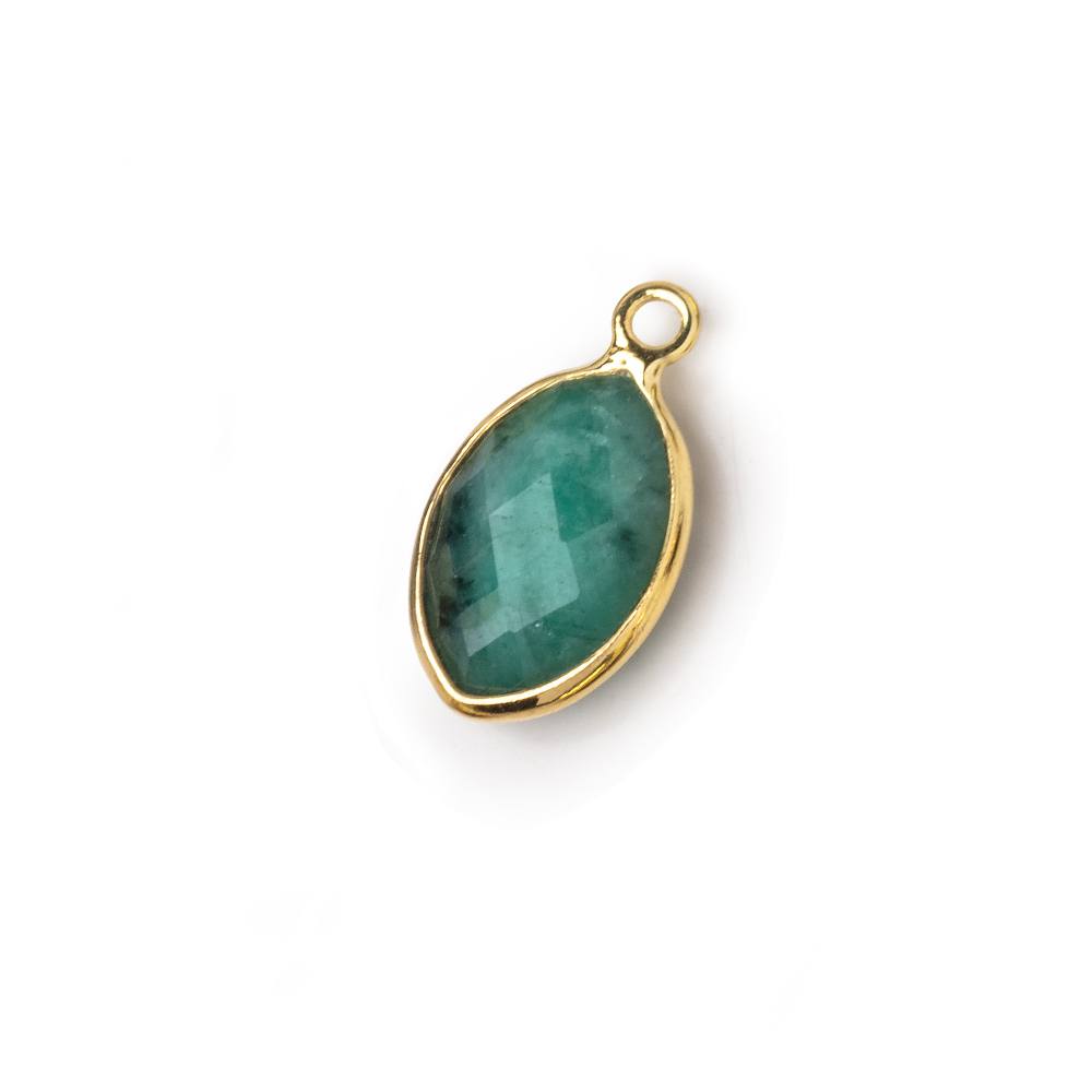  13x9mm Vermeil Bezel Emerald Marquise Pendant 1 piece 