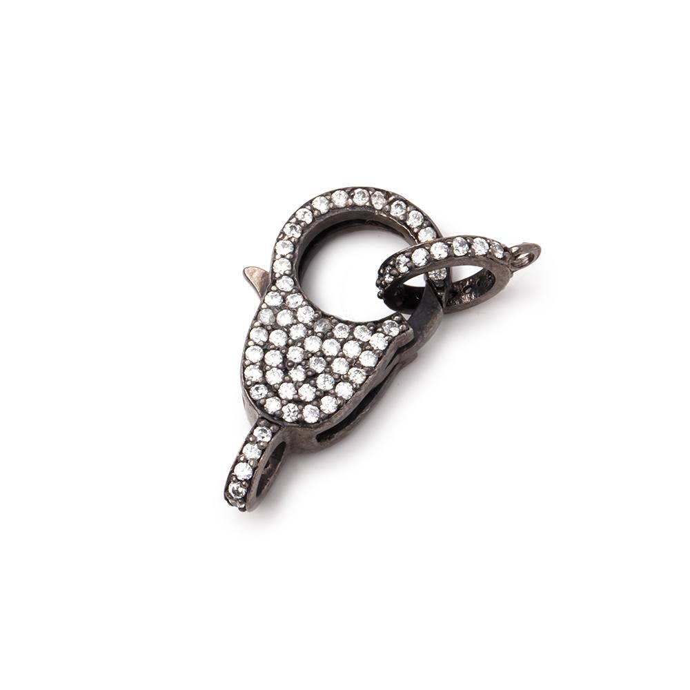  24x9mm Black Gold .925 Silver CZ Oval Lobster Clasp with CZ Ring 1 piece 