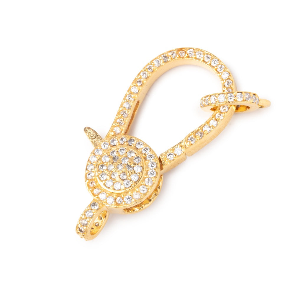  33.5x16mm Vermeil CZ Coin Lobster Clasp with CZ Ring 1 piece 