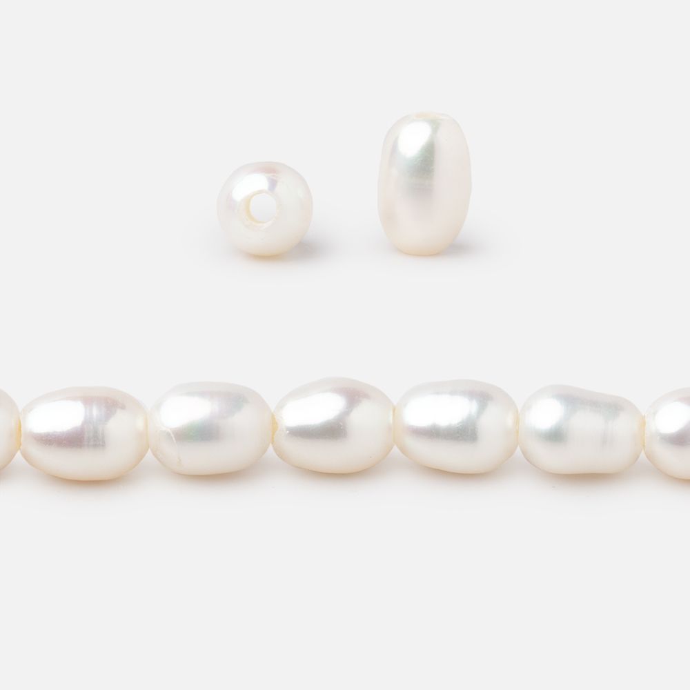  8x5mm Off White Large Hole Oval Freshwater Pearls 15inch 52pcs 