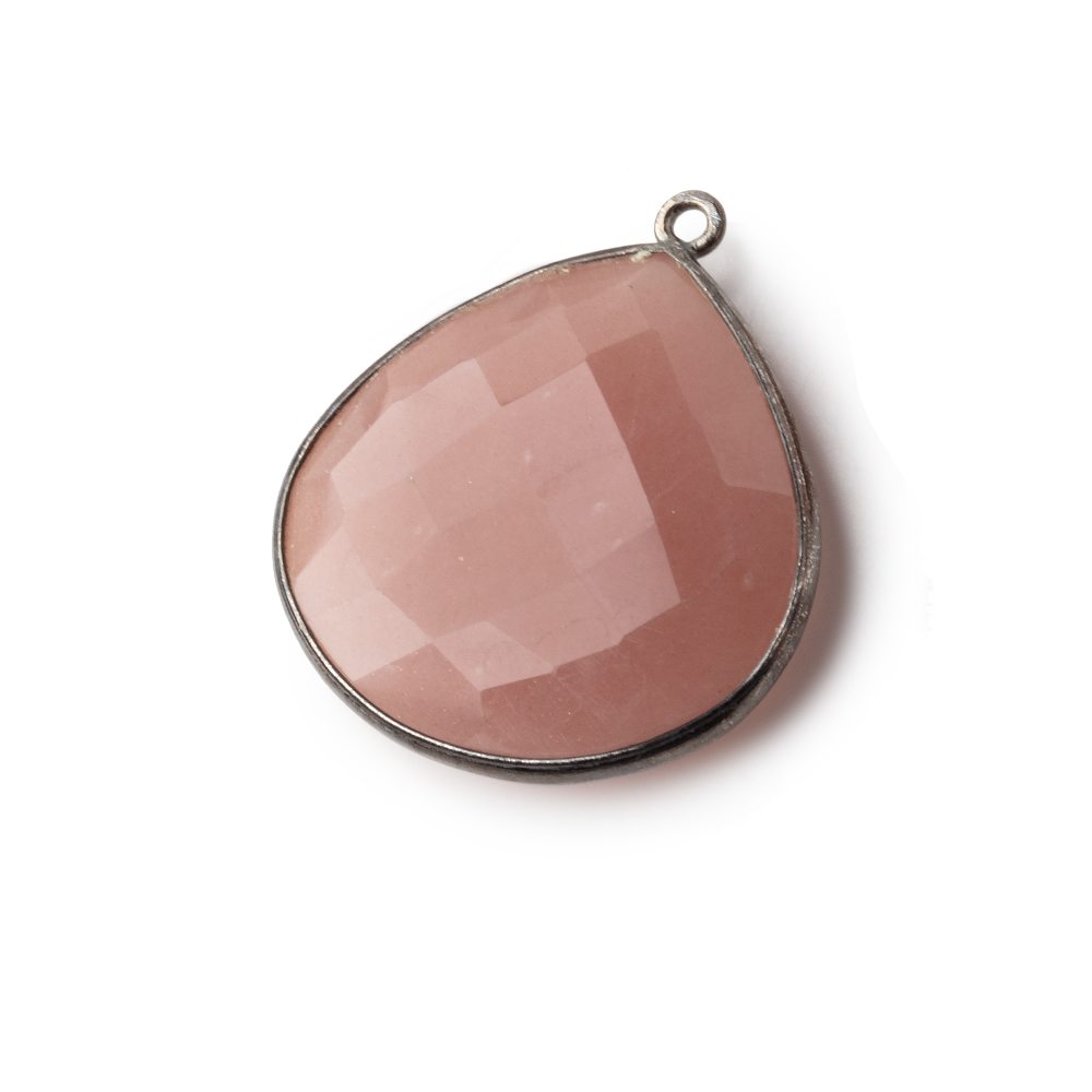  26x26mm Black Gold .925 Angel Skin Peach Moonstone faceted heart Pendant 1 pc 