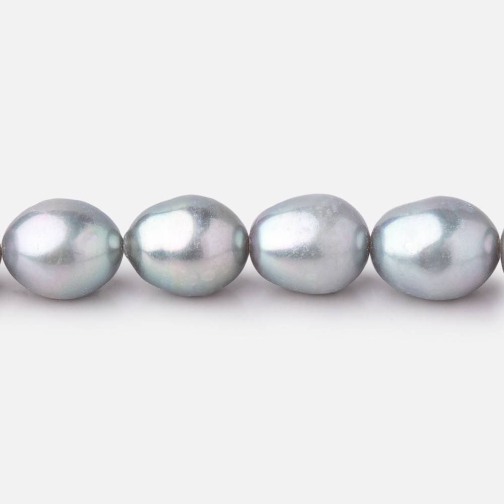  8x7-10x8mm Silver Peacock Oval Freshwater Pearls 15.25 inch 42 Beads A 