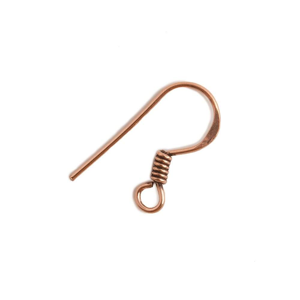  18mm Sheperd's Hook Copper EarWire with Coil 50 pieces 