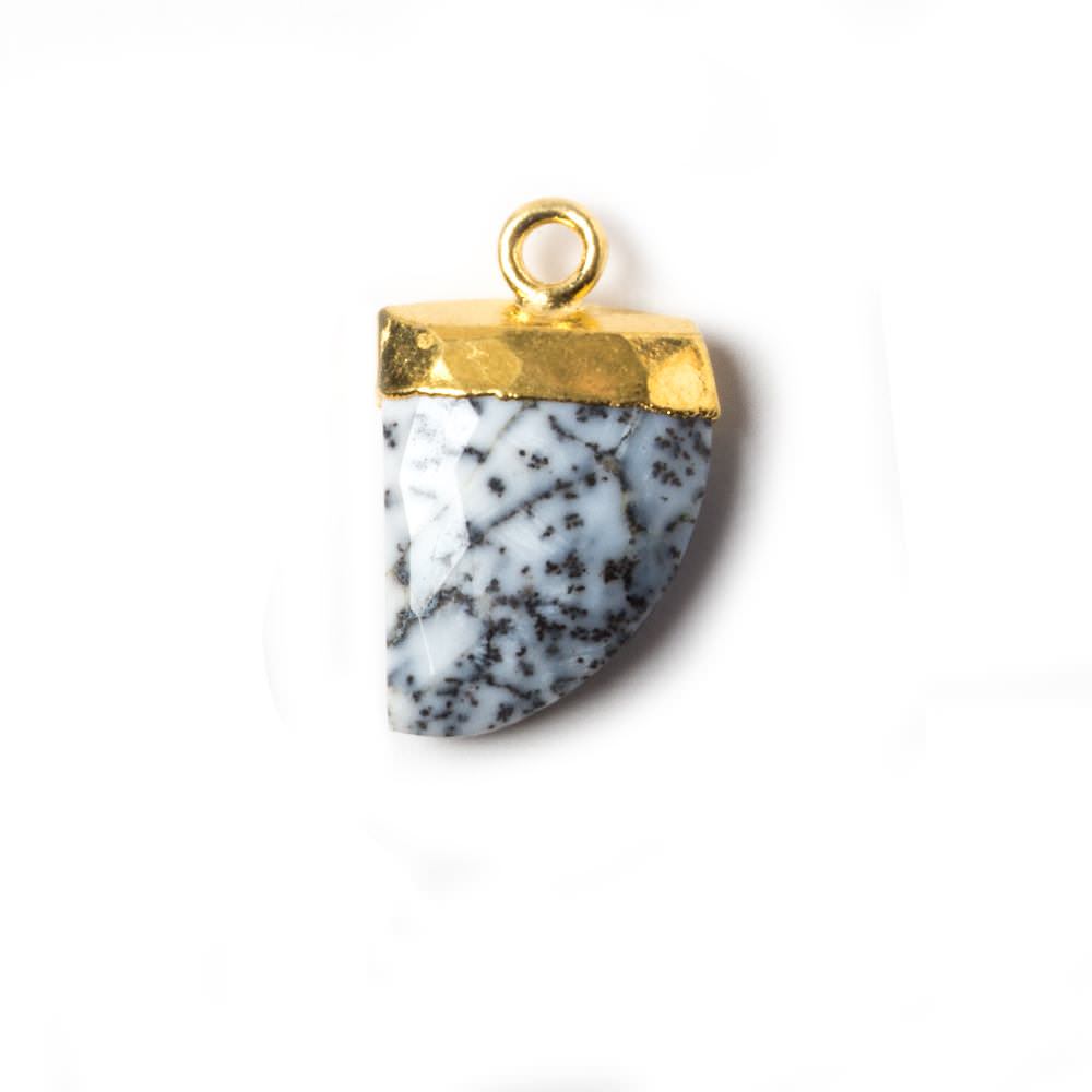  18x10mm Gold Leafed Dark Dendritic Opal Horn Pendants 1 piece 