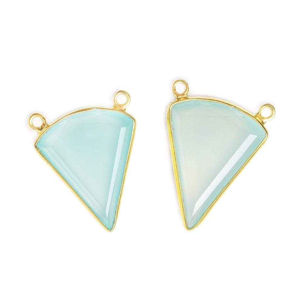 18x21.5mm Vermeil Bezel Sea Green Chalcedony Triangle Connector 1 piece 