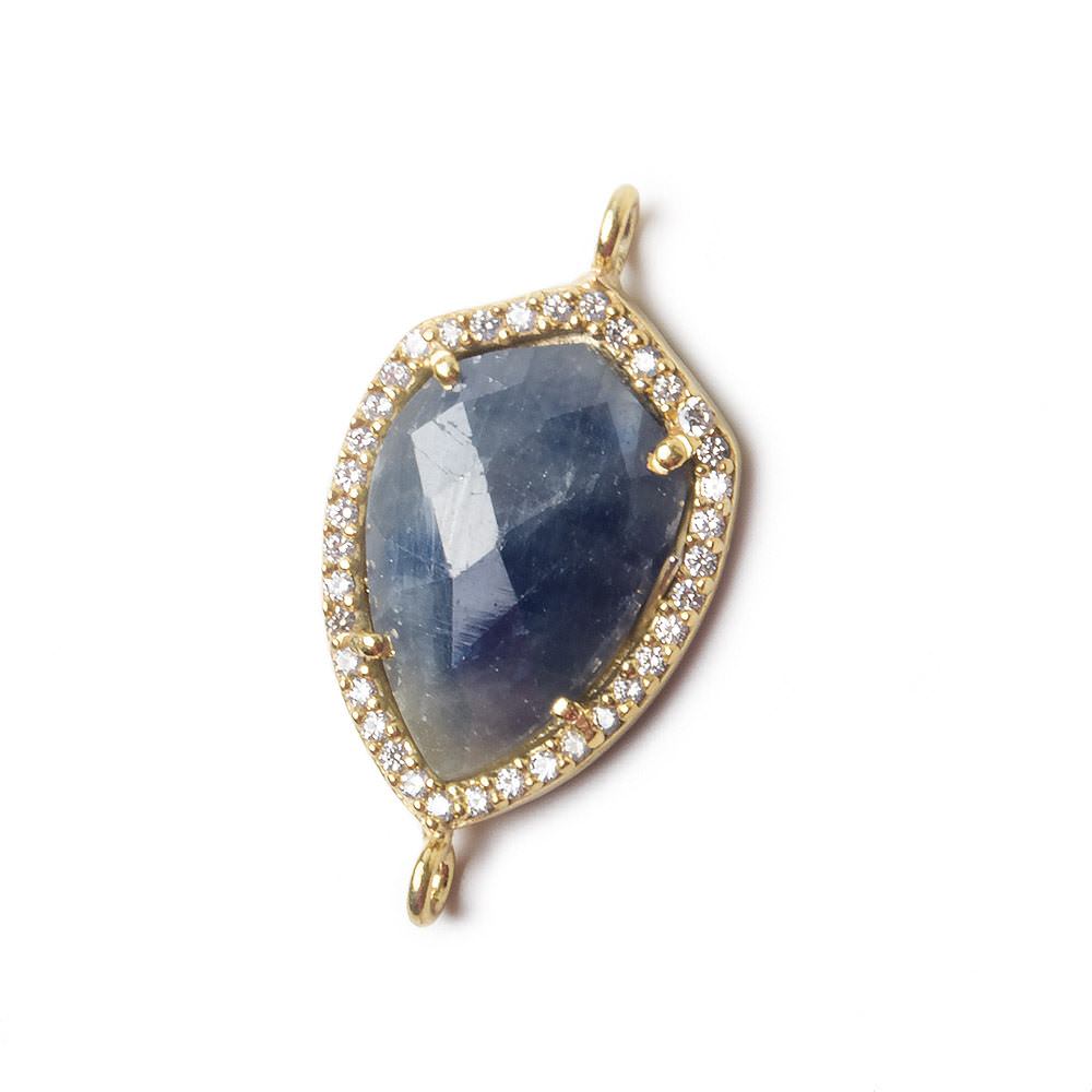  19.5x15mm Vermeil Bezel CZ and Blue Sapphire Shield Connector 1 focal piece 