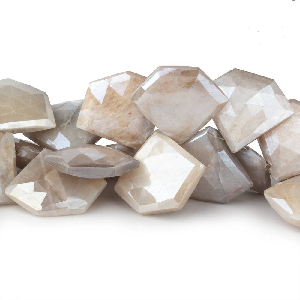  19x23-22x26mm Mystic Off White Moonstone Faceted Pentagonals 8 inch 32 beads 