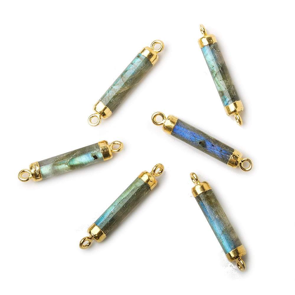  19x5mm Gold Leafed Labradorite plain barrel Connector 1 piece 