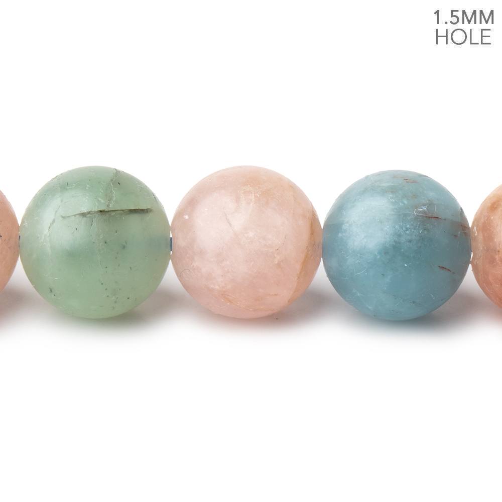  14mm Matte Multi Beryl plain round beads 16 inch 29 large hole beads A 