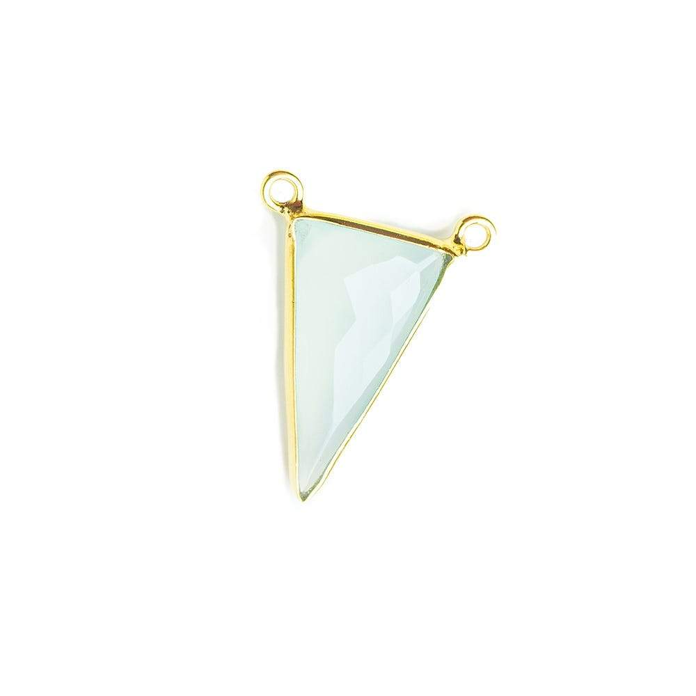  20.5x12mm Vermeil Bezel Sea Green Chalcedony Triangle Connector 1 piece 