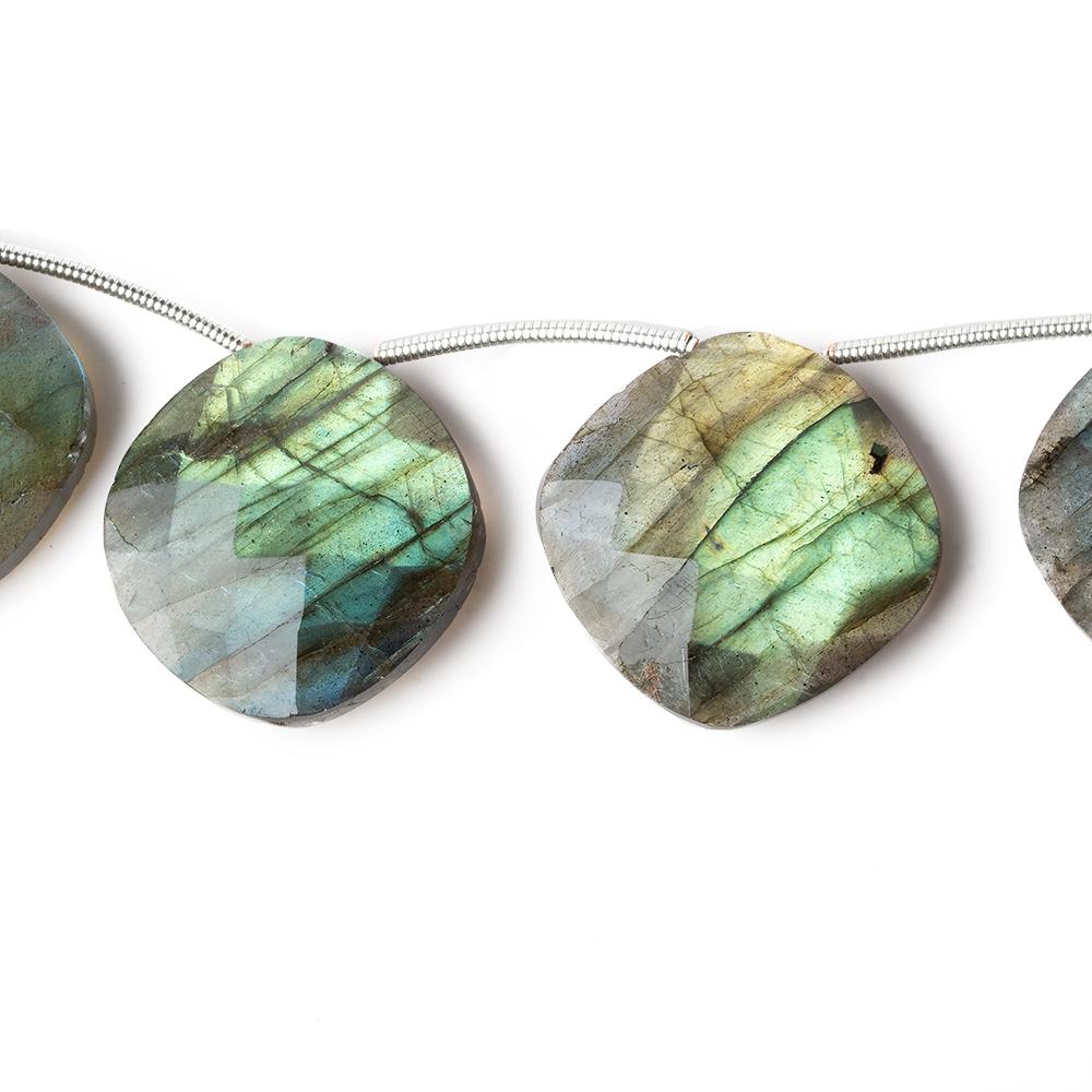  20mm Labradorite top drilled faceted pillow beads 7.5 inch 8 pieces 