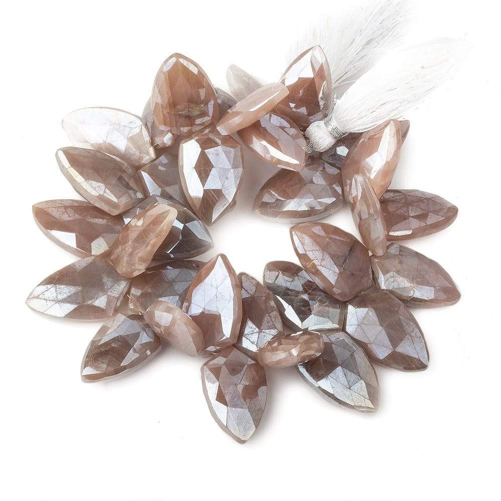  20x12-22x14mm Mystic Chocolate Moonstone Faceted Shields 8 inch 31 beads 