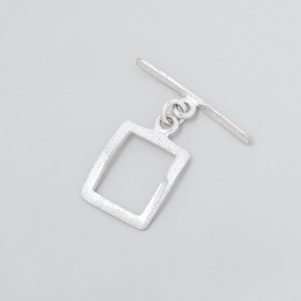  16x13mm Sterling Silver Brushed Rectangle Toggle 1 piece 