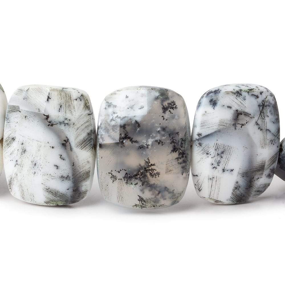  20x15mm Dendritic Opal side drilled faceted cushions 7.5 inch 13 beads AAA 