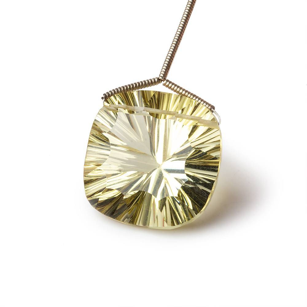  20x20mm Lemon Quartz Pavilion Concave Faceted Cushion Focal Bead 1 piece AAA 