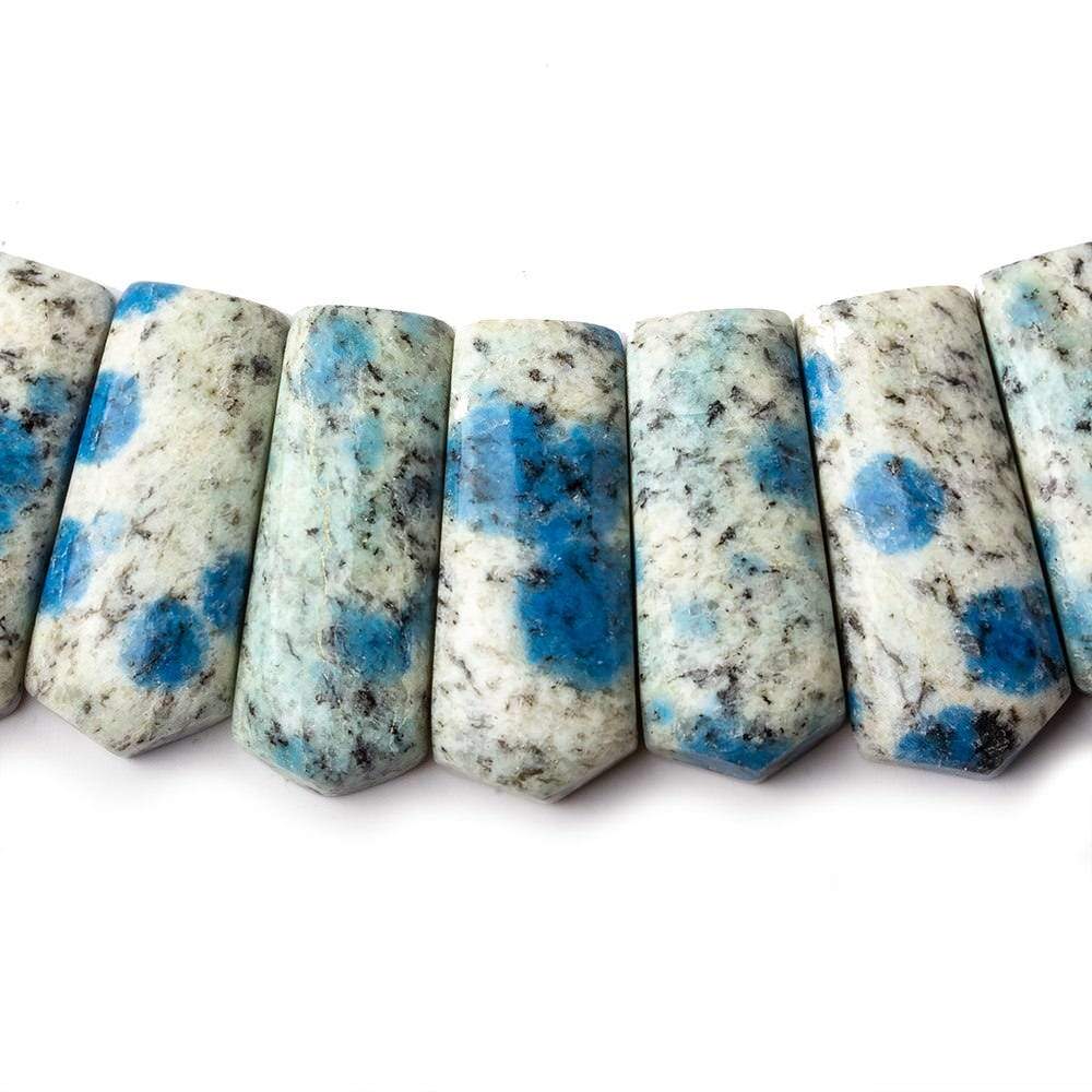 20x9-27x11mm K2 Azurite Granite "K2 Jasper" double drilled plain fancy shape collar 43 beads 