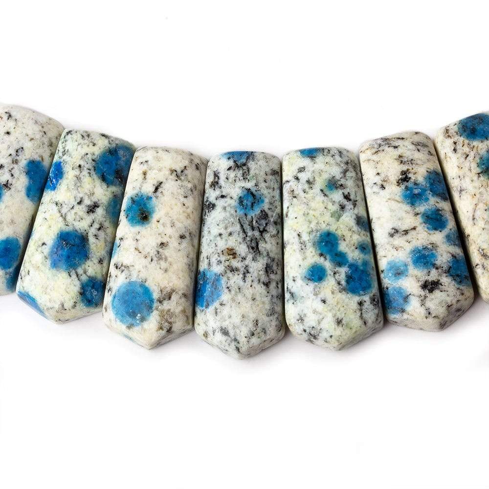  20x9-28x12mm K2 Azurite Granite "K2 Jasper" double drilled plain fancy shape collar 39 beads 