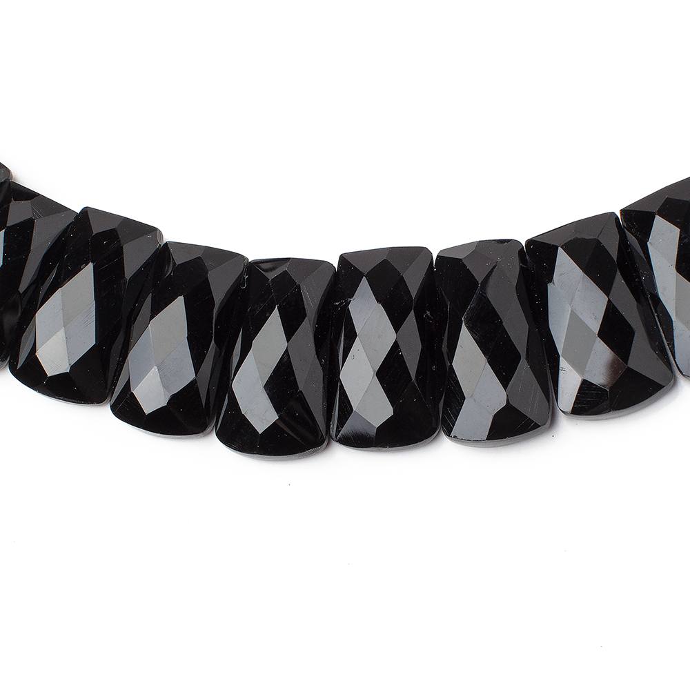  17x11-21x11mm Black Onyx double drilled faceted fancy shape collar 42 beads 