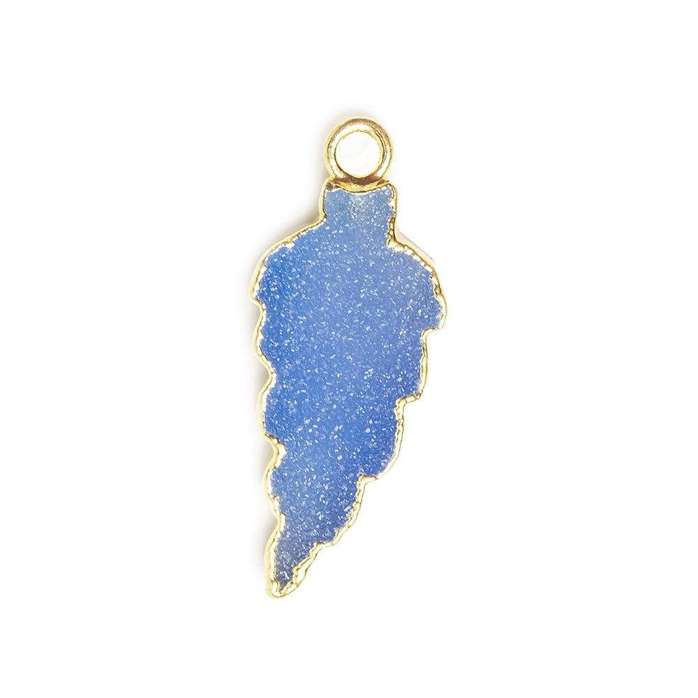  21x10mm Gold Leafed Santorini Blue Drusy Feather Pendant 1 piece 