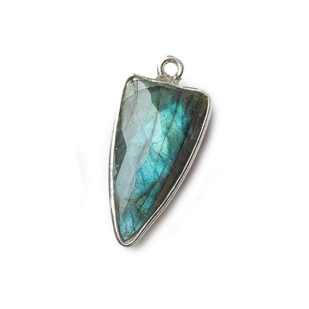  21x10mm Silver .925 Bezel Labradorite Point Pendant 1 piece 