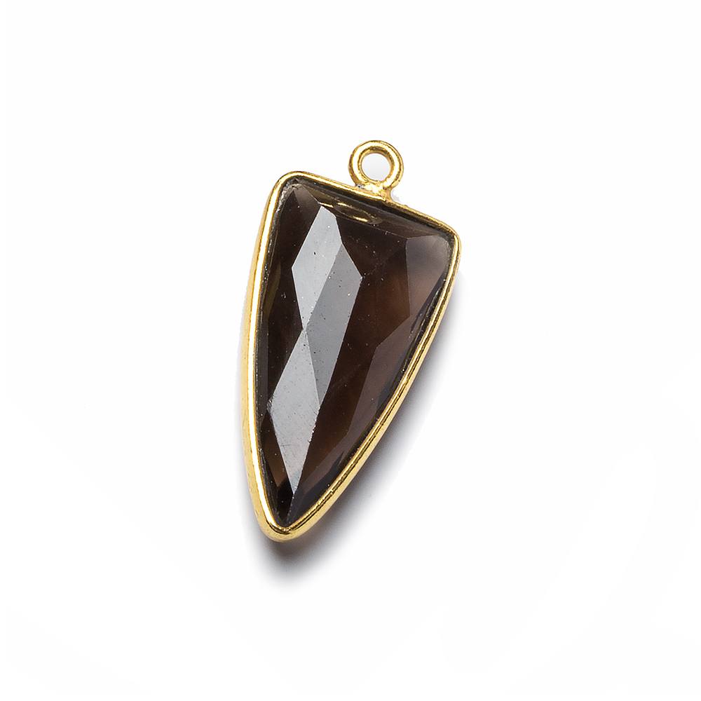  21x11mm Vermeil Bezel Smoky Quartz faceted point 1 focal bead 