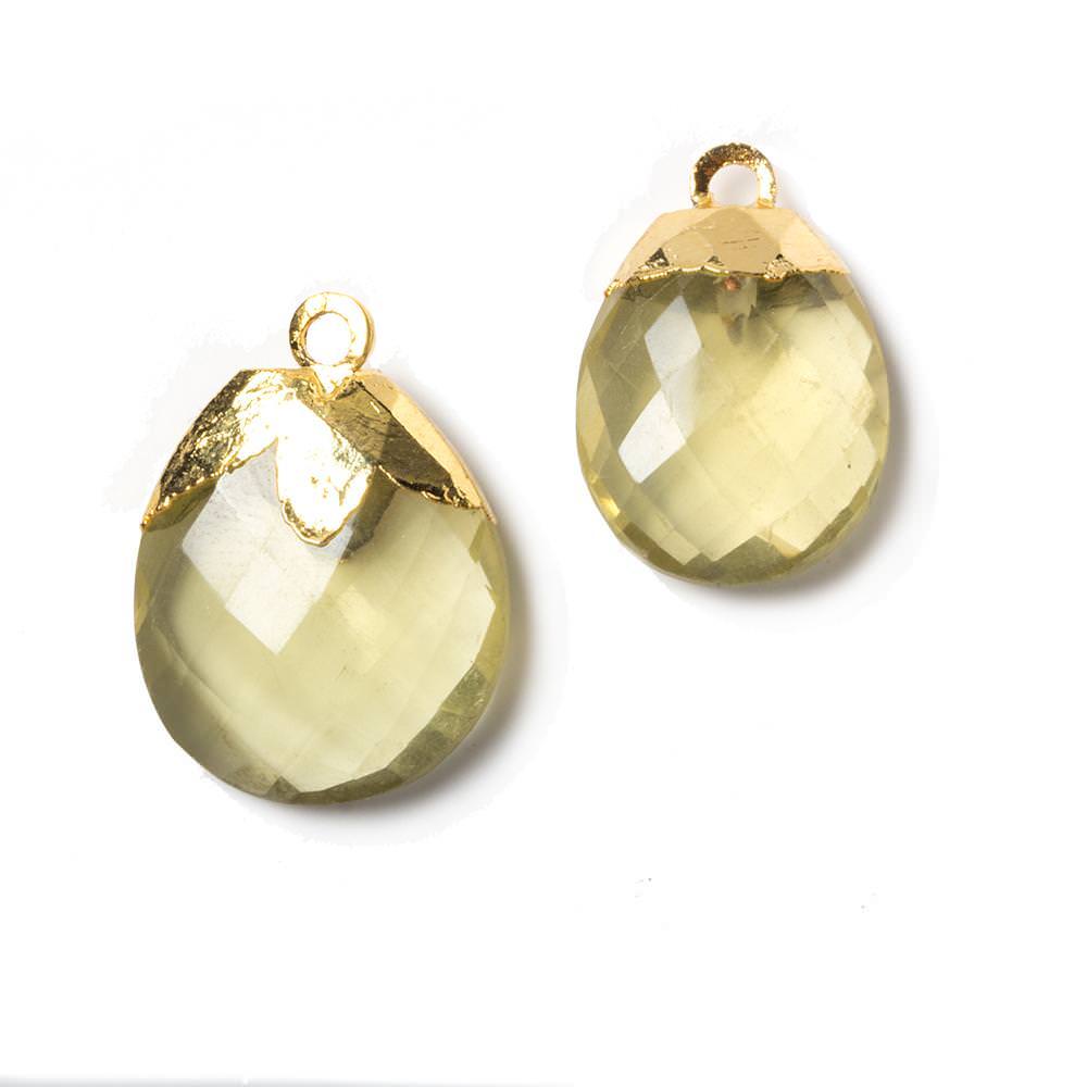  21x14mm to 23x17mm Gold Leafed Lemon Quartz Pendant Set of 2 
