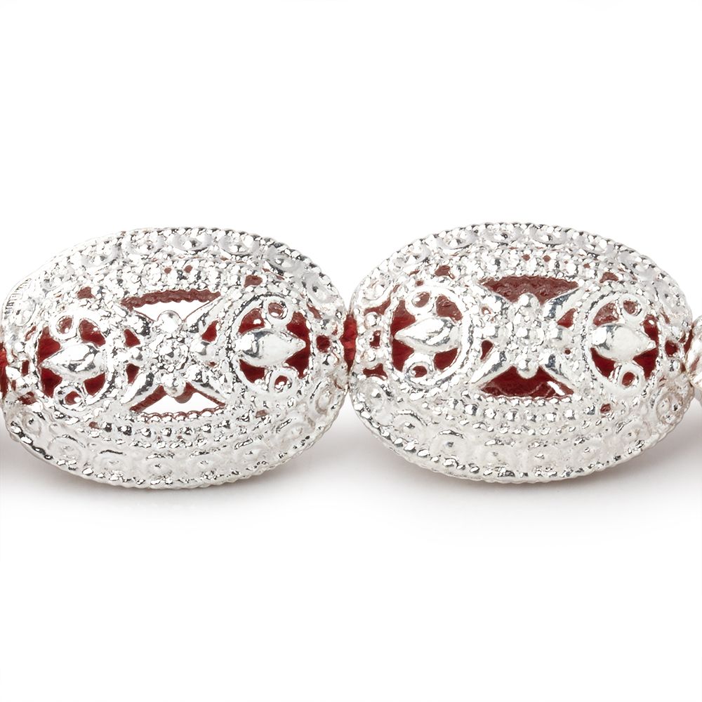  21x16mm Sterling Silver Plated Copper Filigree Oval 8 inch 10 Beads 