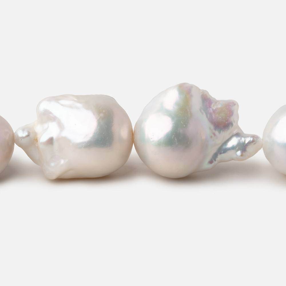  22x14.5-25x17mm Off White Ultra Baroque Freshwater Pearls 16 inch 17 pieces AAA 