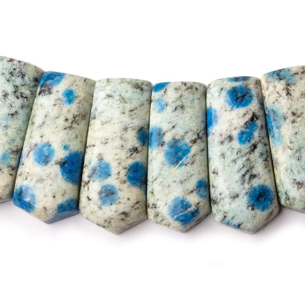  23x10-28x11mm K2 Azurite Granite "K2 Jasper" double drilled plain fancy shape collar 45 beads 