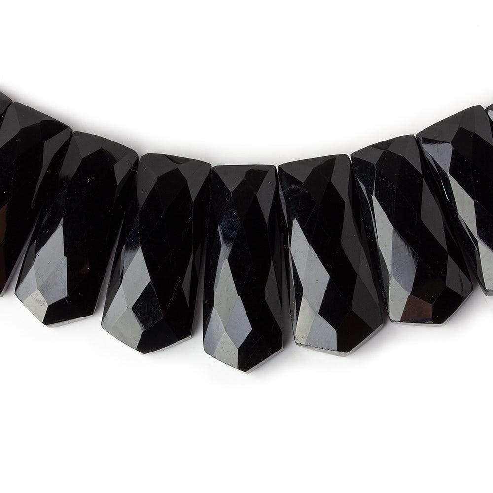  23x11-29x12mm Black Onyx double drilled faceted fancy shape collar 40 beads AA 