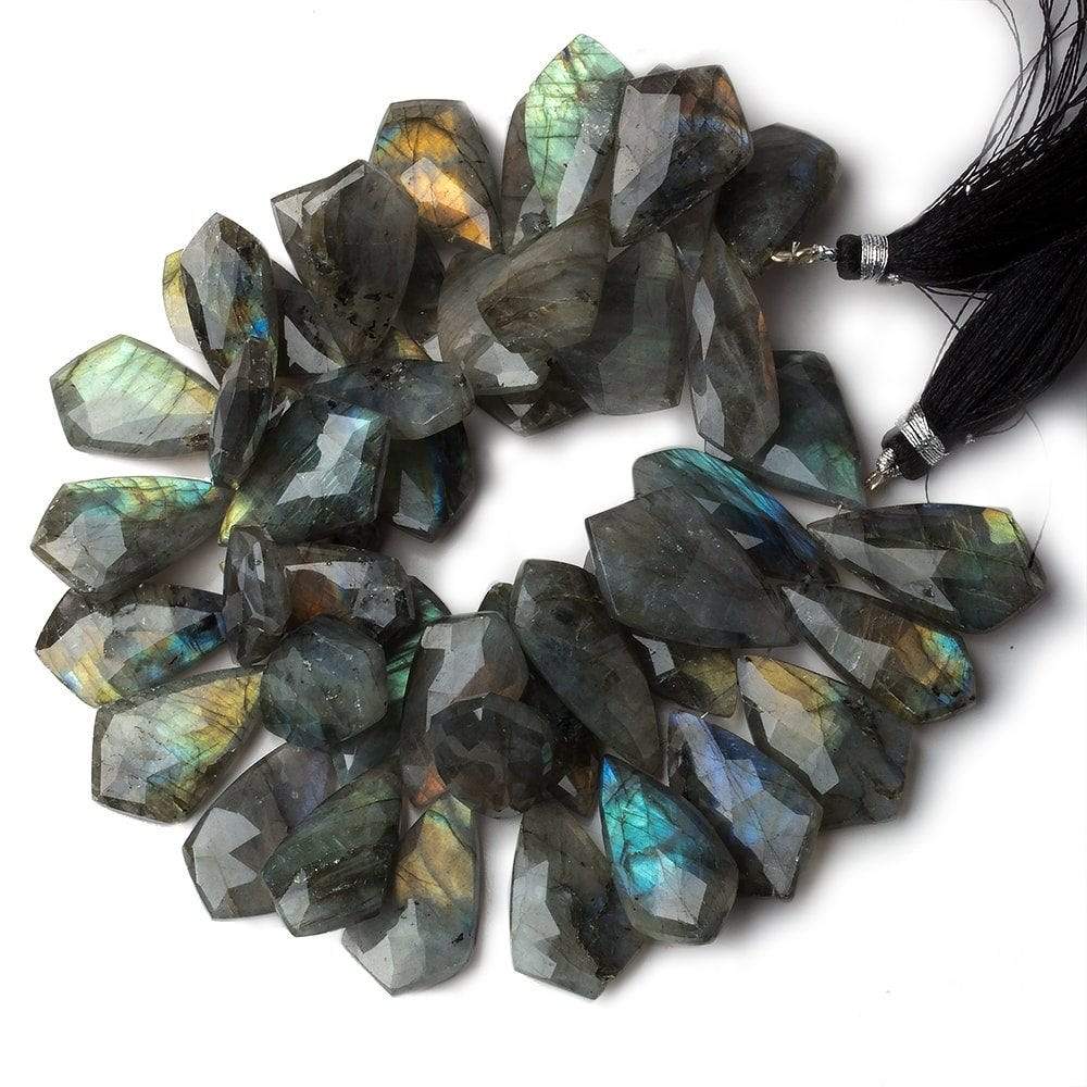  23x13-29x17mm Labradorite Faceted Shield Beads 8 inch 41 pieces AA 