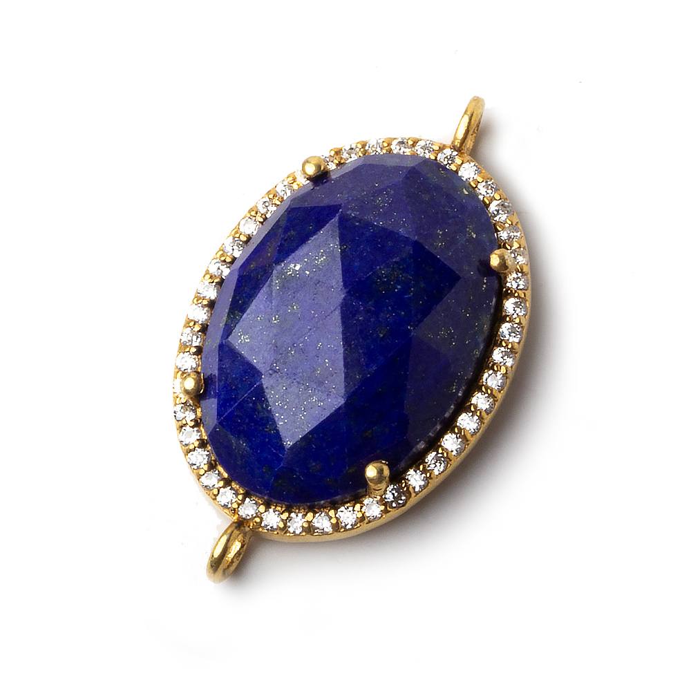  23x17mm Vermeil CZ Bezel Lapis Lazuli Oval Connector 1 piece 