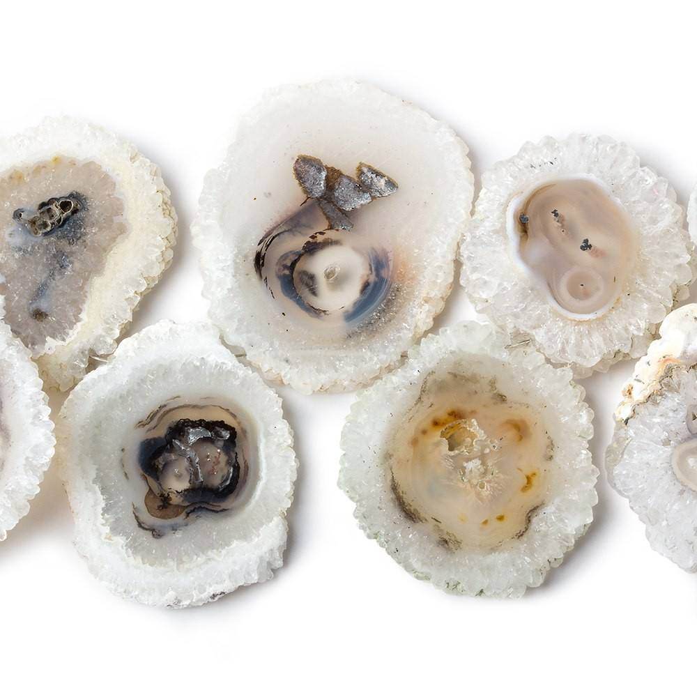  23x20-37x30mm Solar Quartz top drilled Natural Crystal Slices with Drusy Edge 8 inch 16 pieces 