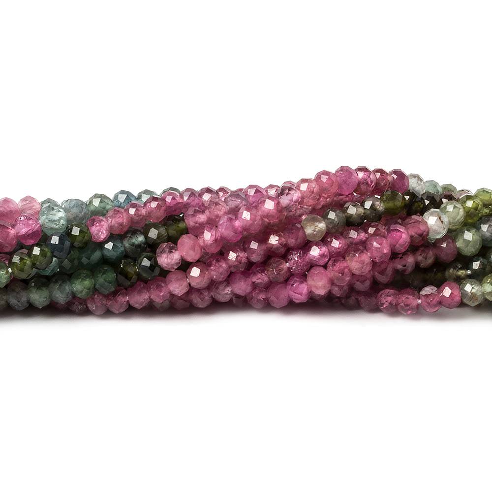 2.5-3mm Multi Color Tourmaline micro faceted rondelle beads 12.5 inch 115 pieces 