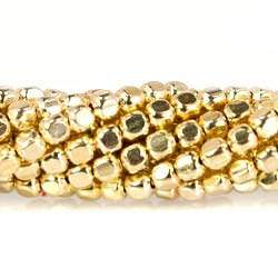  2.5mm 14kt Gold Plated Copper Plain Cube 8inch 77 pcs/strand 