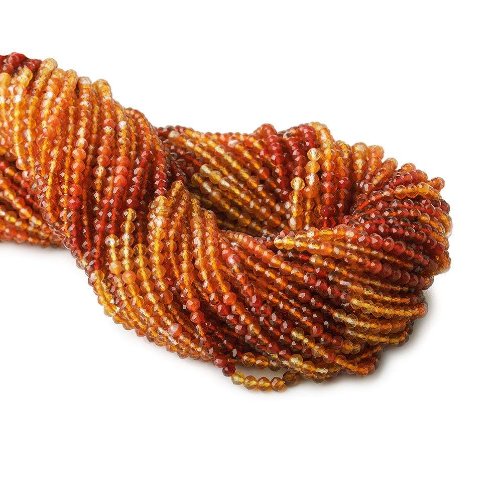  2.5mm Shaded Carnelian Agate microfaceted round beads 13 inch 140 pieces 