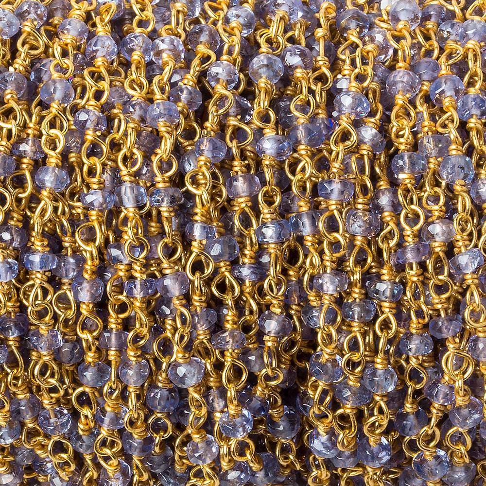  2.5mm Tanzanite faceted rondelle Vermeil Chain by the foot 44 beads 