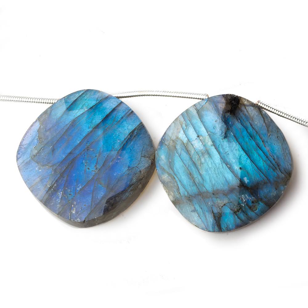  25x25mm Labradorite Faceted Cushion Beads 8 inch 7 pieces 