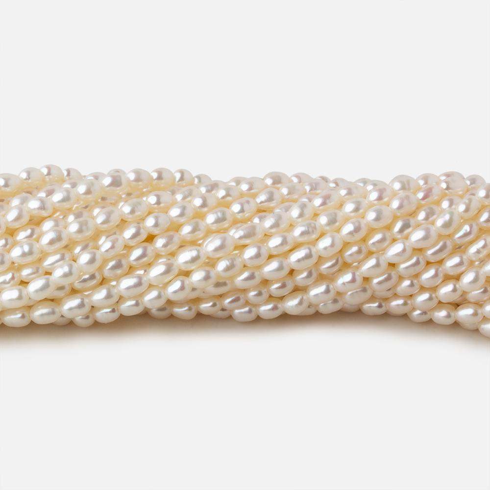 3x4mm Off White straight drilled Oval freshwater pearls 15.5 inch 120 pieces A 
