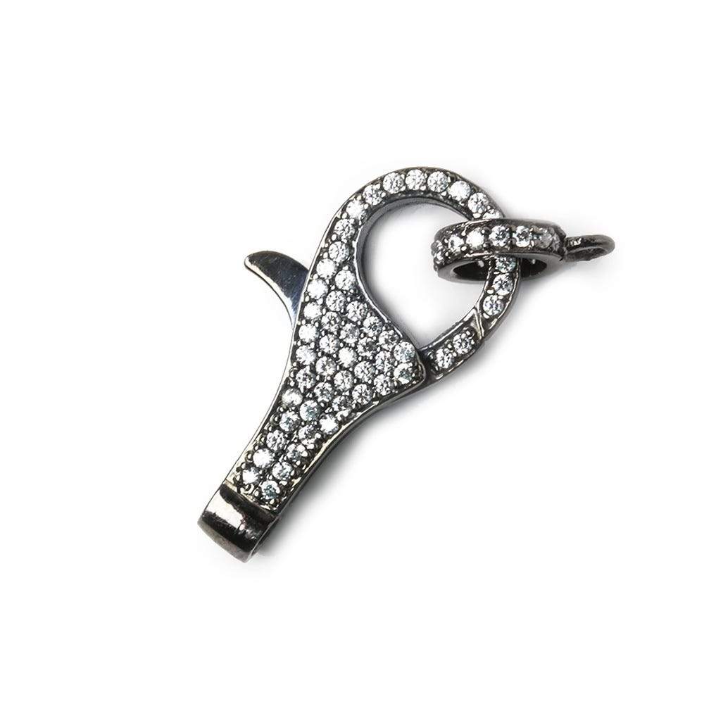  26x12mm Black Gold .925 Silver Pave CZ Lobster Clasp with CZ Ring 1 piece 