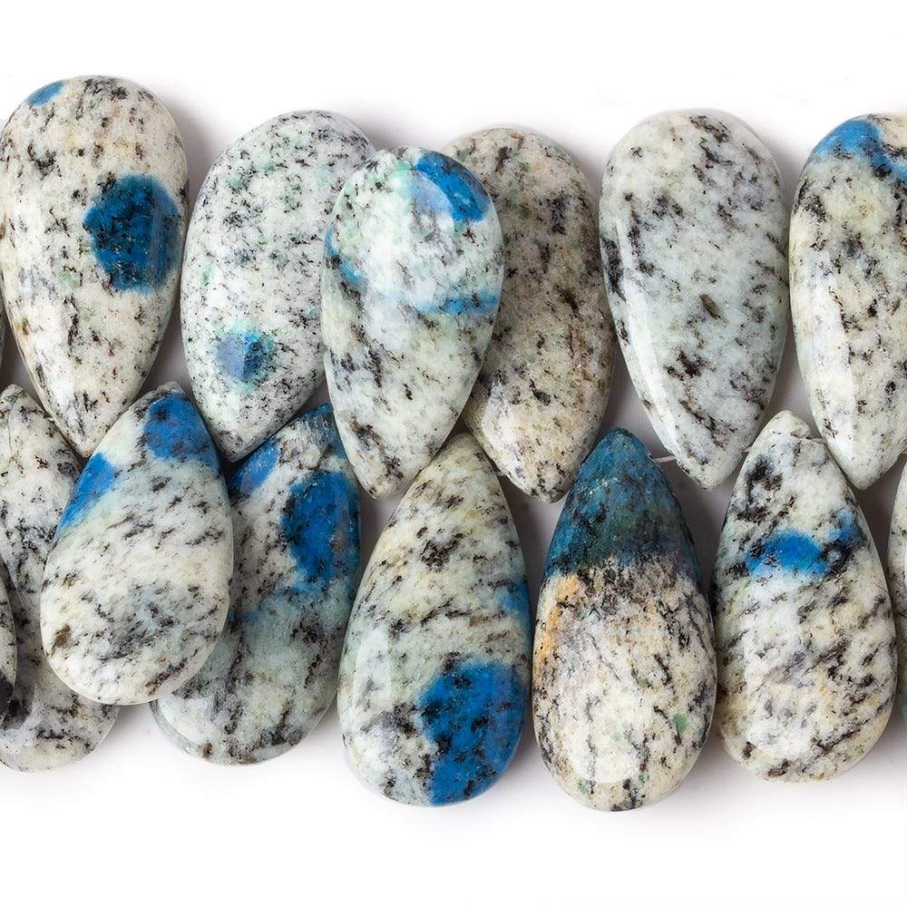  26x14-29x15mm K2 Azurite Granite "K2 Jasper" plain pear beads 8 inch 35 pieces 