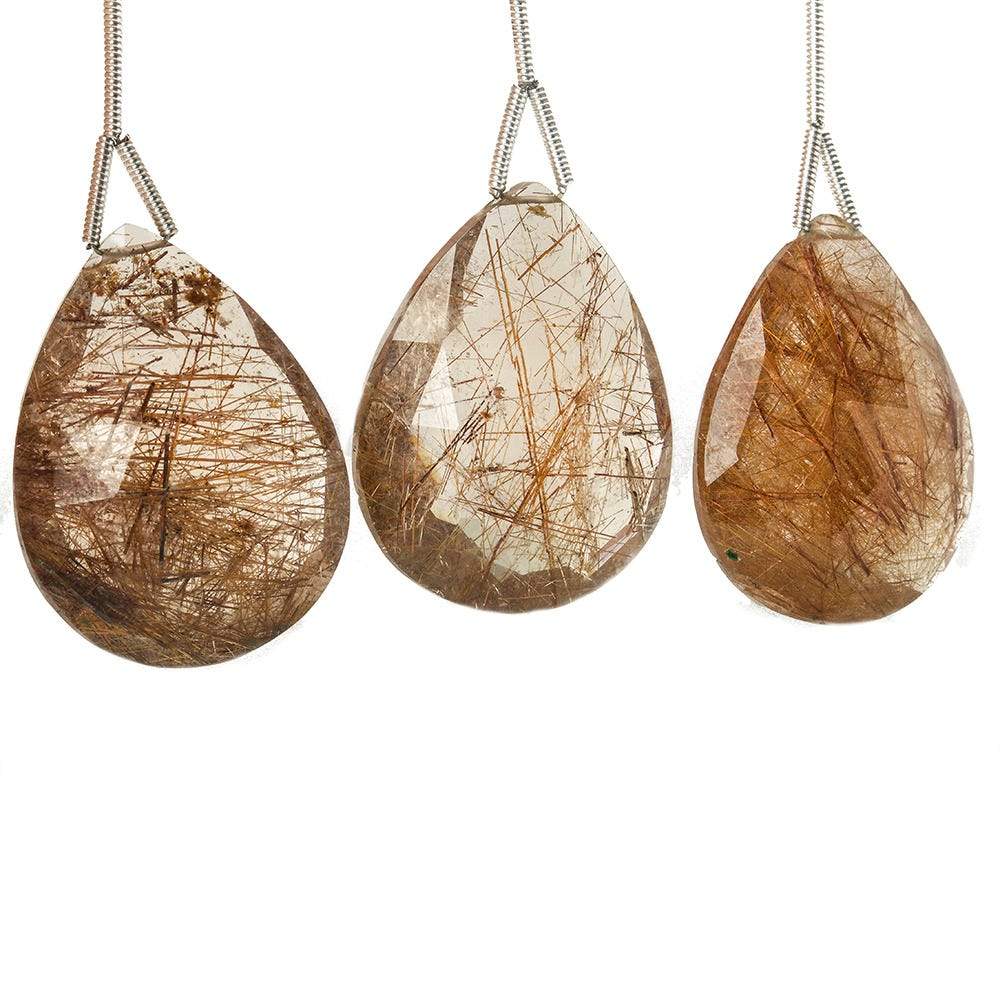  28x22mm Rutilated Quartz Faceted Pear Focal Bead 1 piece 