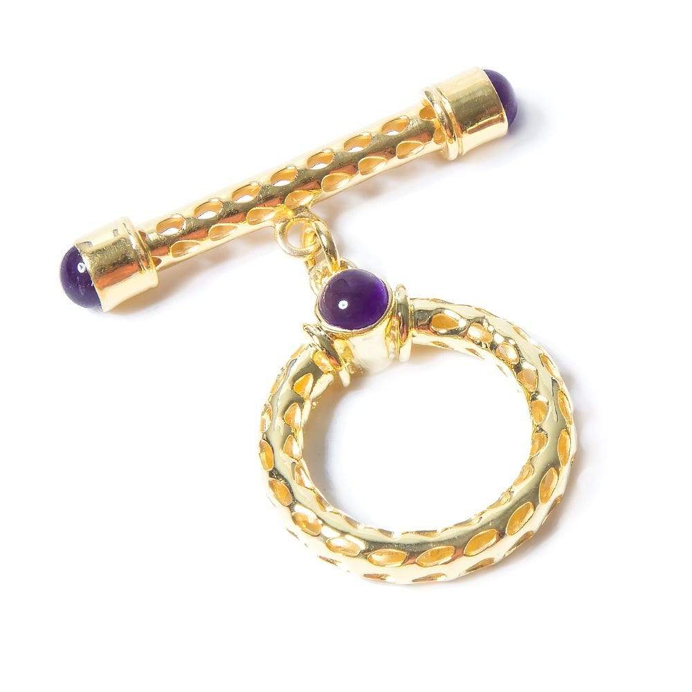  29x23mm Amethyst Cabochon Filigree Vermeil Toggle 1 piece 