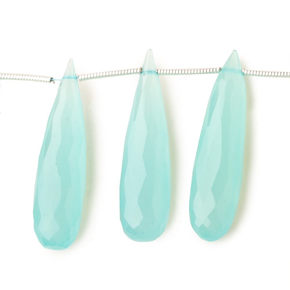  29x8mm Seafoam Blue Chalcedony elongated faceted tear drops 8 inch 14 beads 