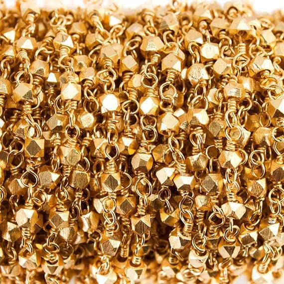  2mm 22kt Gold plated faceted nugget Gold plated Chain by the foot 