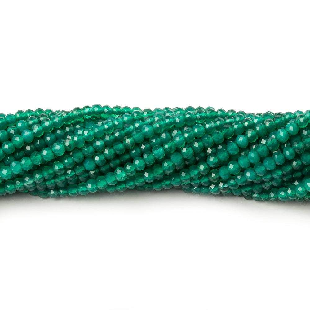  2mm Green Onyx micro faceted rondelle beads 13 inch 195 pcs AA 