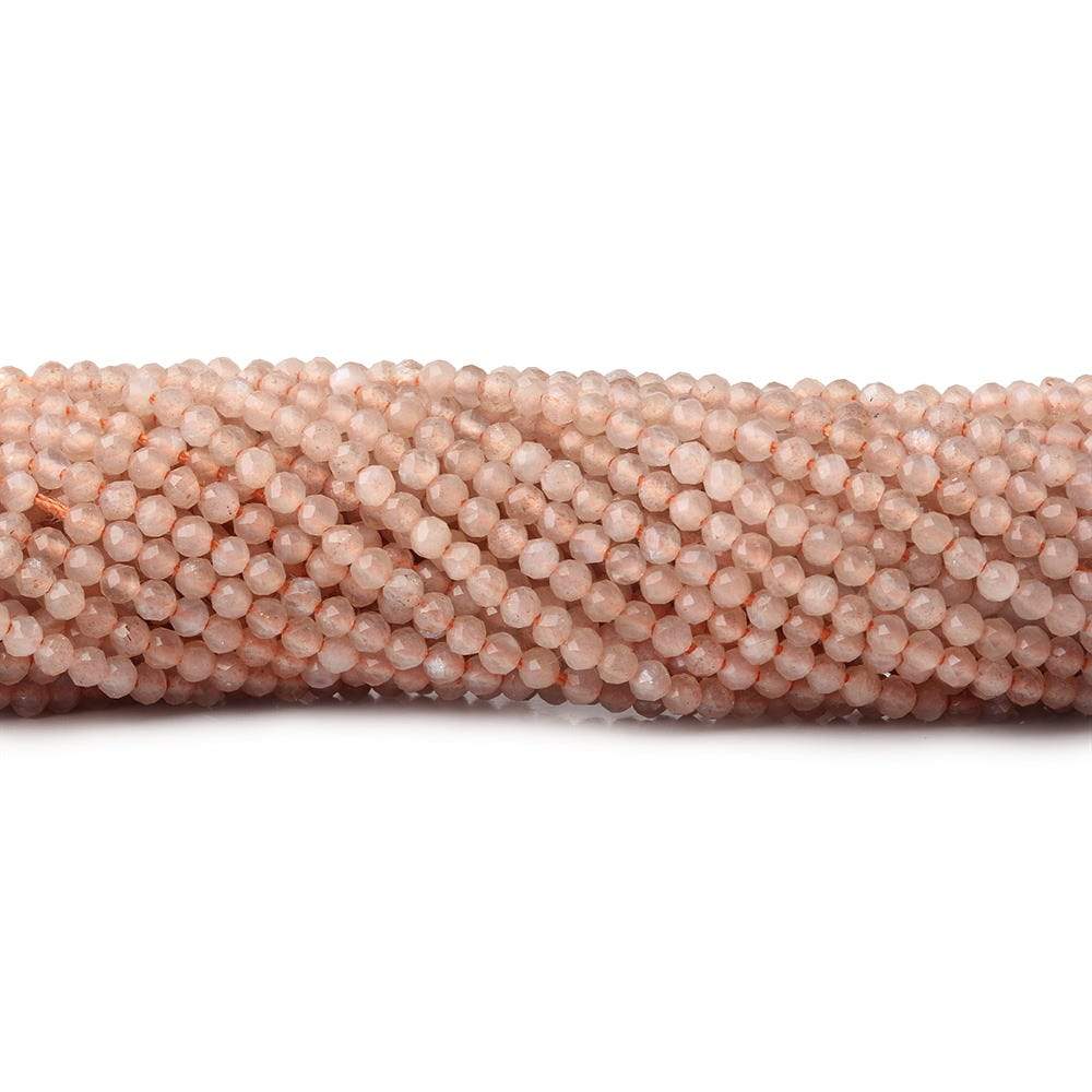  2mm Peach Moonstone microfaceted round beads 13 inch 175 pieces 
