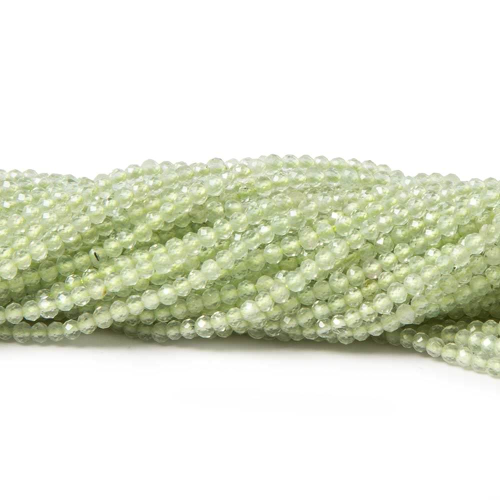  2mm Prehnite micro-faceted rondelles 13 inch 215 beads AAA 
